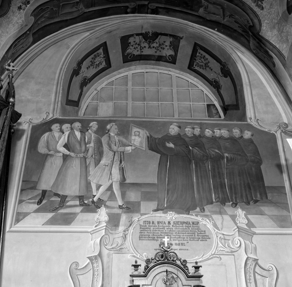 kościół pw. św. Marii Magdaleny - wnętrze: fragment polichromii na ścianie, skan 1