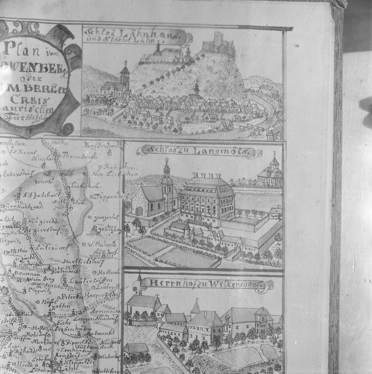 Panorama miasta. Rycina z "Topografii Śląska" autorstwa Friedricha Bernharda Wernera. , skan 1