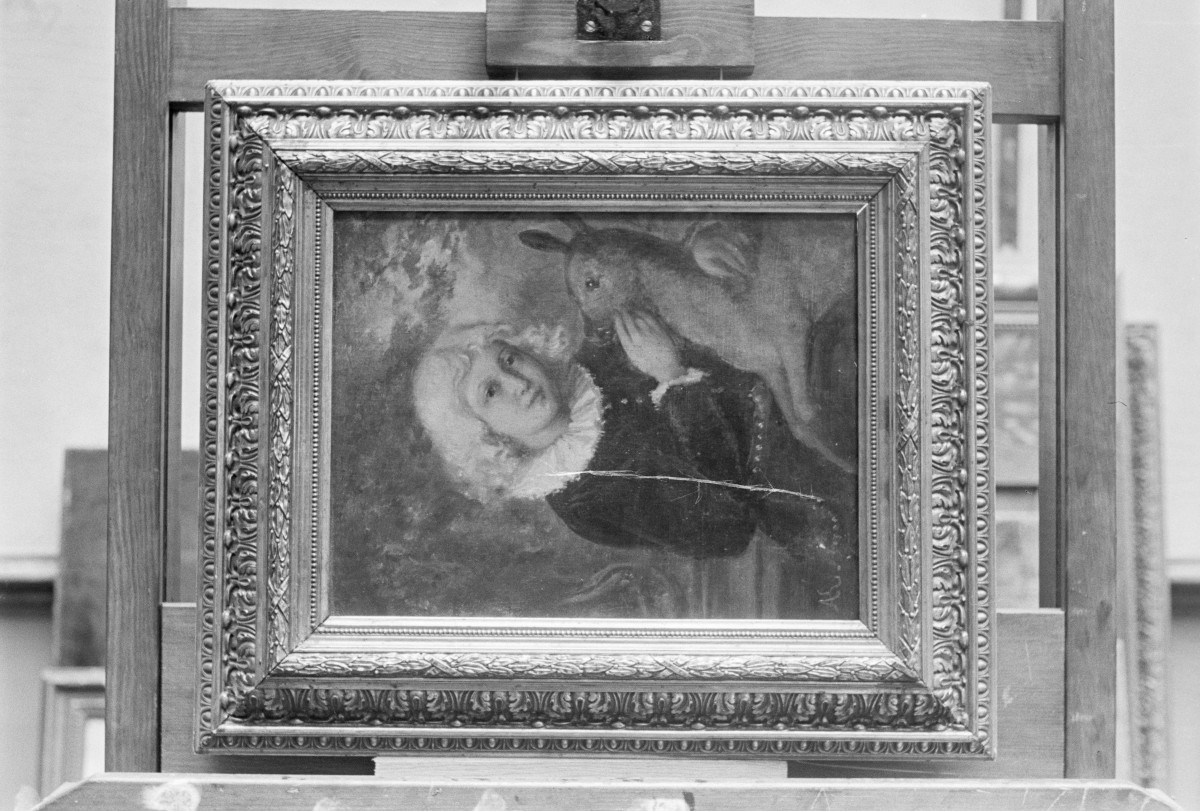 Aleksander Kotsis - chłopiec z sarenką, olej na płótnie, Muzeum Narodowe w Warszawie, skan 1