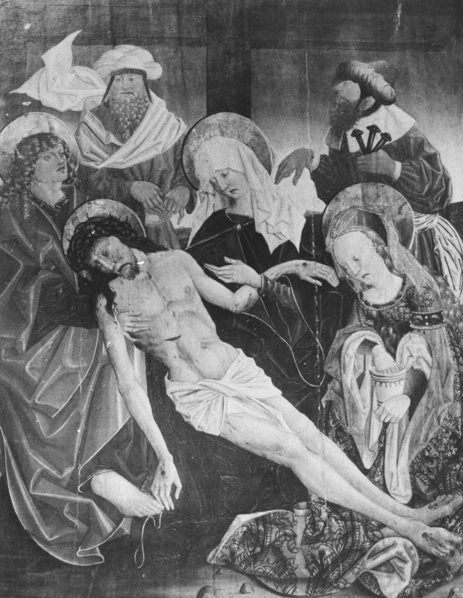 kościół pw. śś. Piotra i Pawła - wnętrze - zbiory poliptyk - fragment ze Zdjęciem z Krzyża, skan 1