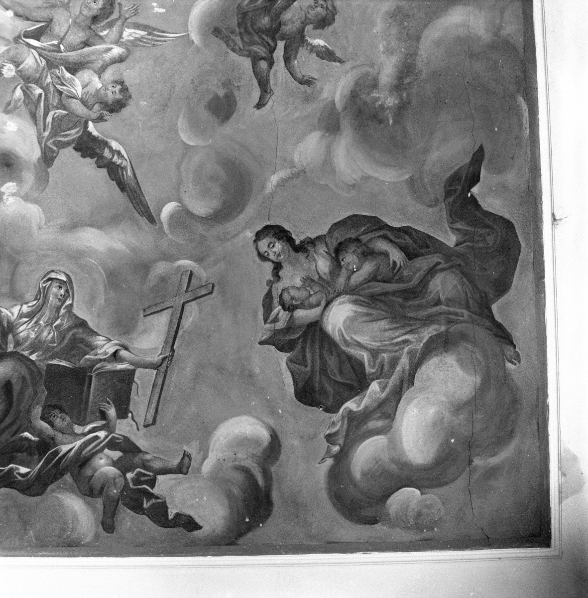pałac, 1. połowa XVIII w. - wnętrze: malowidło ścienne, fragment, skan 1