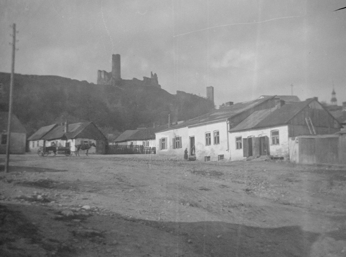 zamek - ruiny, widok ogólny zabudowań, skan 1