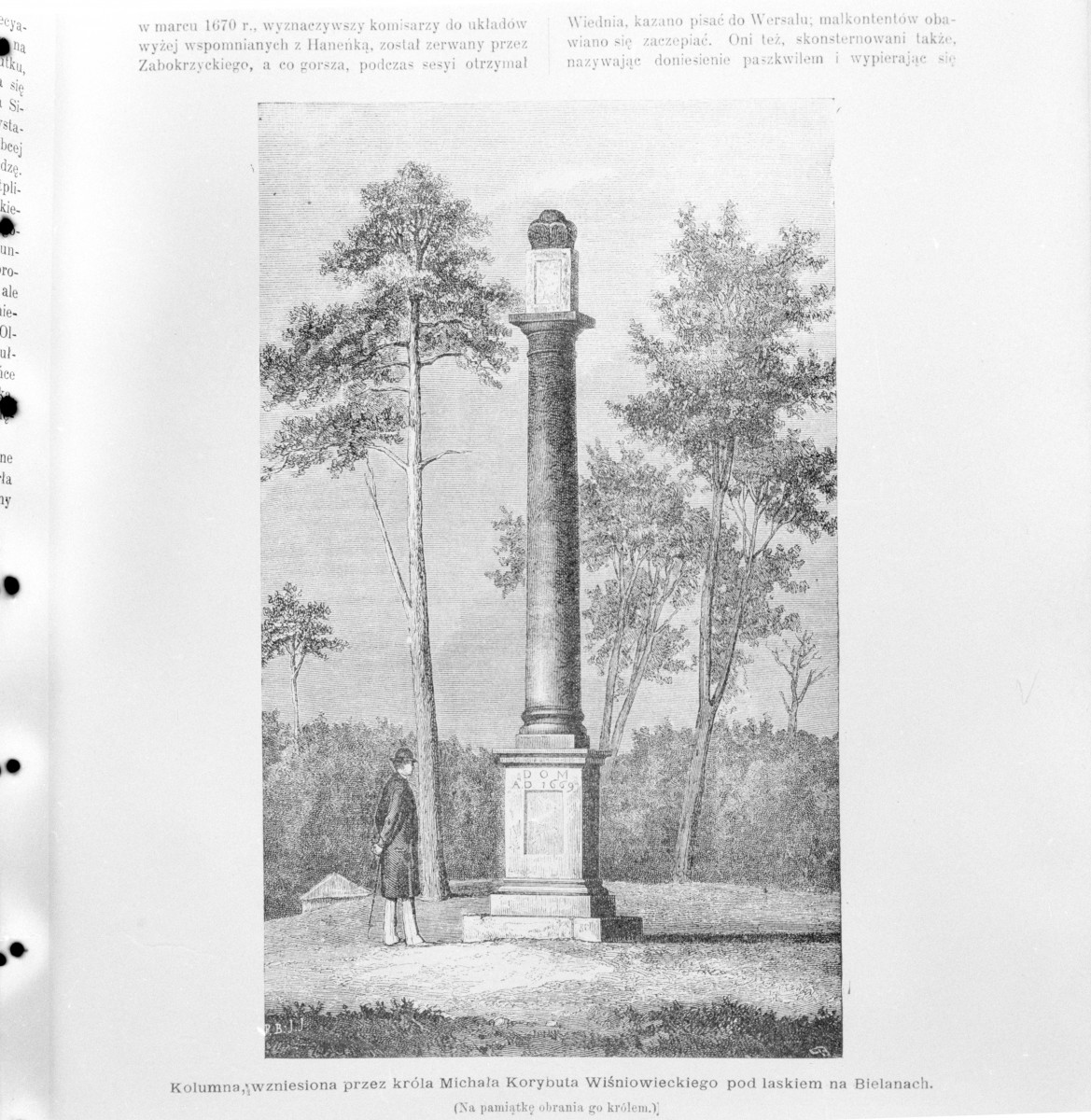obelisk Władysława IV - rysunek w książce, skan 1