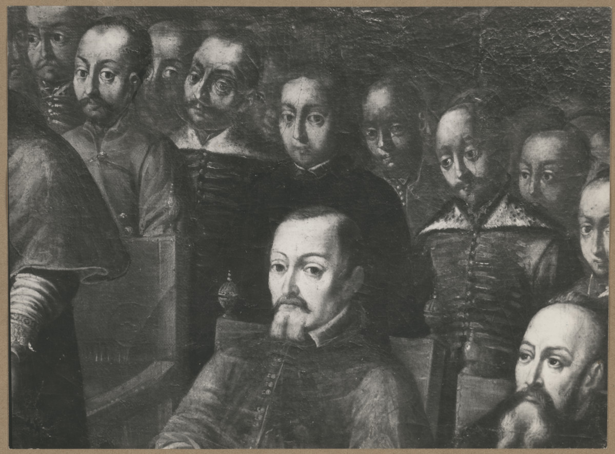 Pałac biskupów - wnętrze, pokój biskupi, plafon ze sceną Sądu nad arianami - fragment  , skan 1