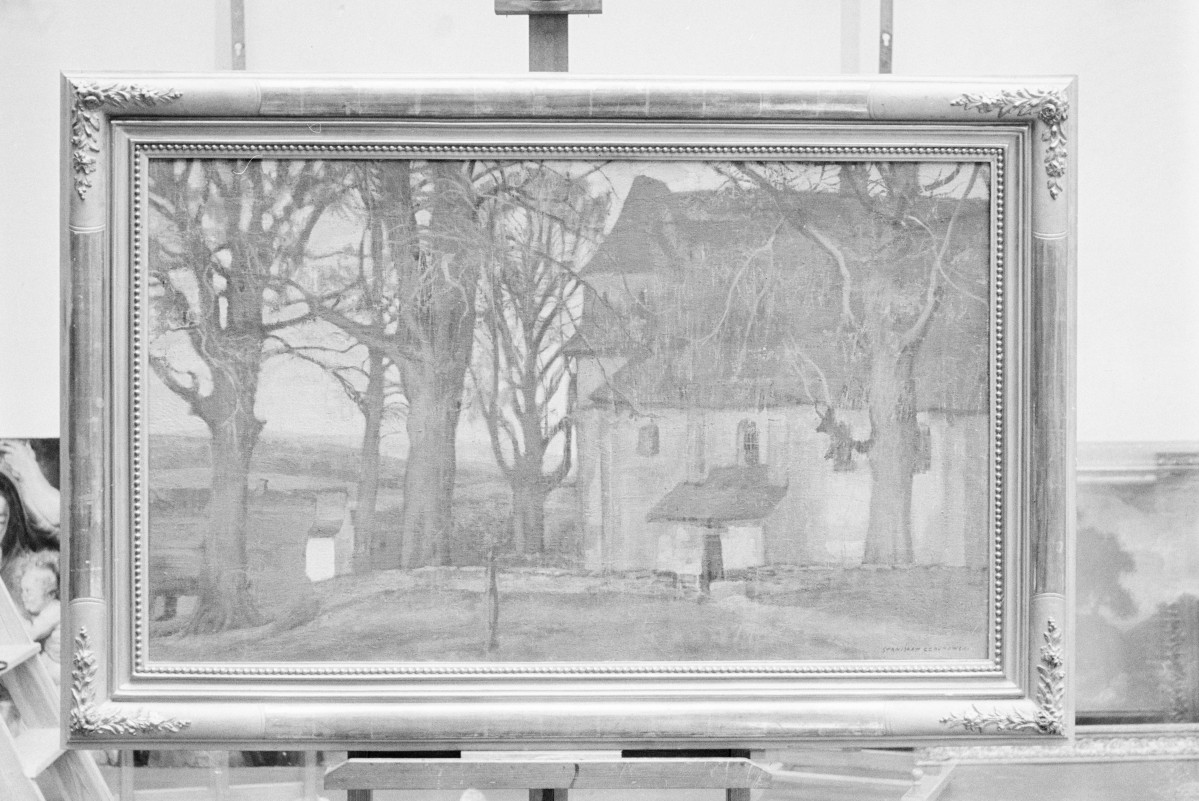 Muzeum Narodowe, obraz Czajkowski Stanisław - "Pejzaż z kościołem", 725x122 mm, skan 1