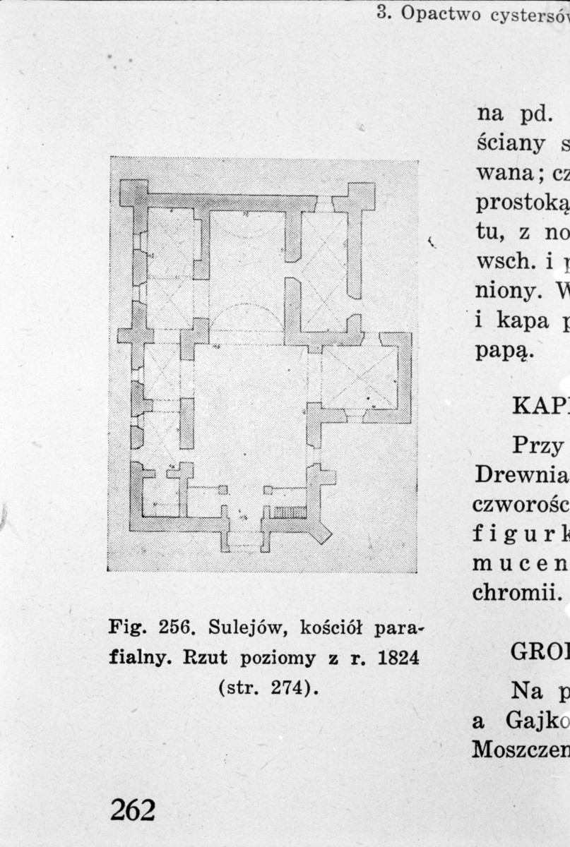 kościół św. Floriana - rzut poziomy z 1824 r., zdjęcie karty, skan 1
