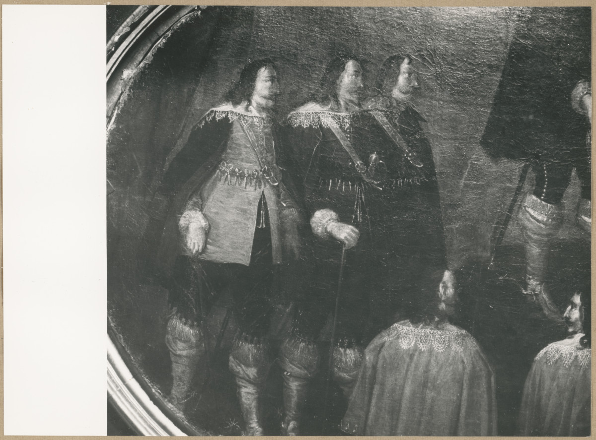 Pałac biskupów - wnętrze , I pokój senatorski , plafon, scena środkowa - fragment, skan 1