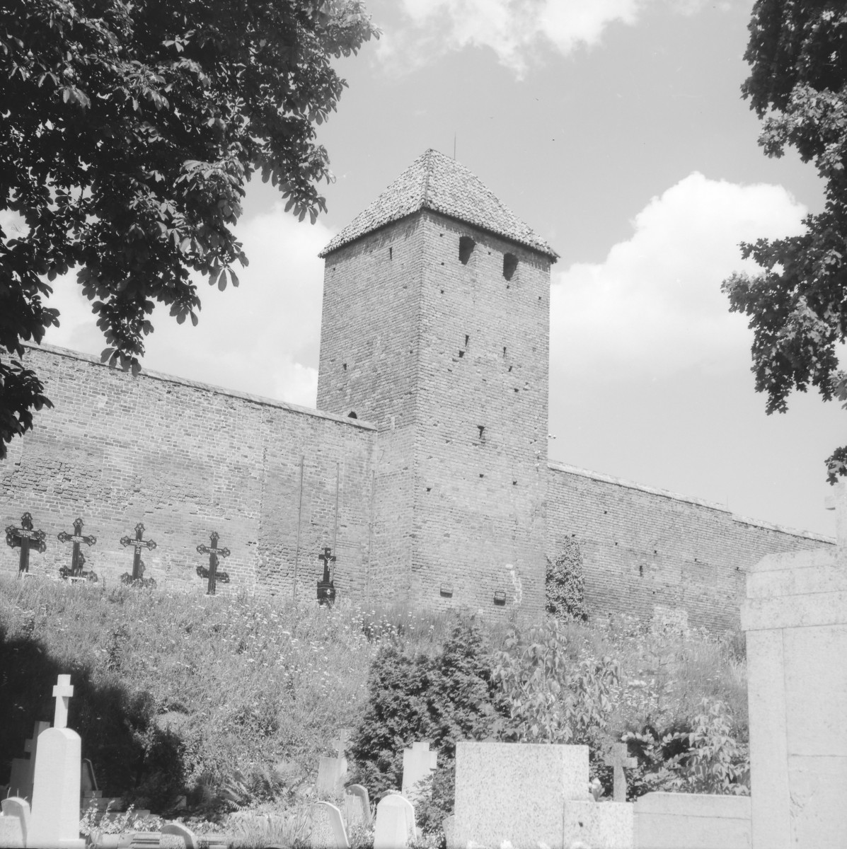 Mury miejskie z widoczną Basztą Prochową. , skan 1