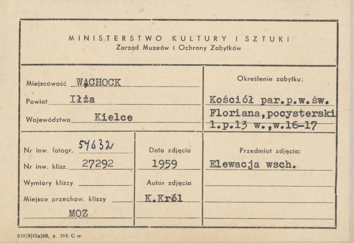 Zespół opactwa Cystersów - widok od strony wsch. na kościół i fragment klasztoru - metryczka, skan 1