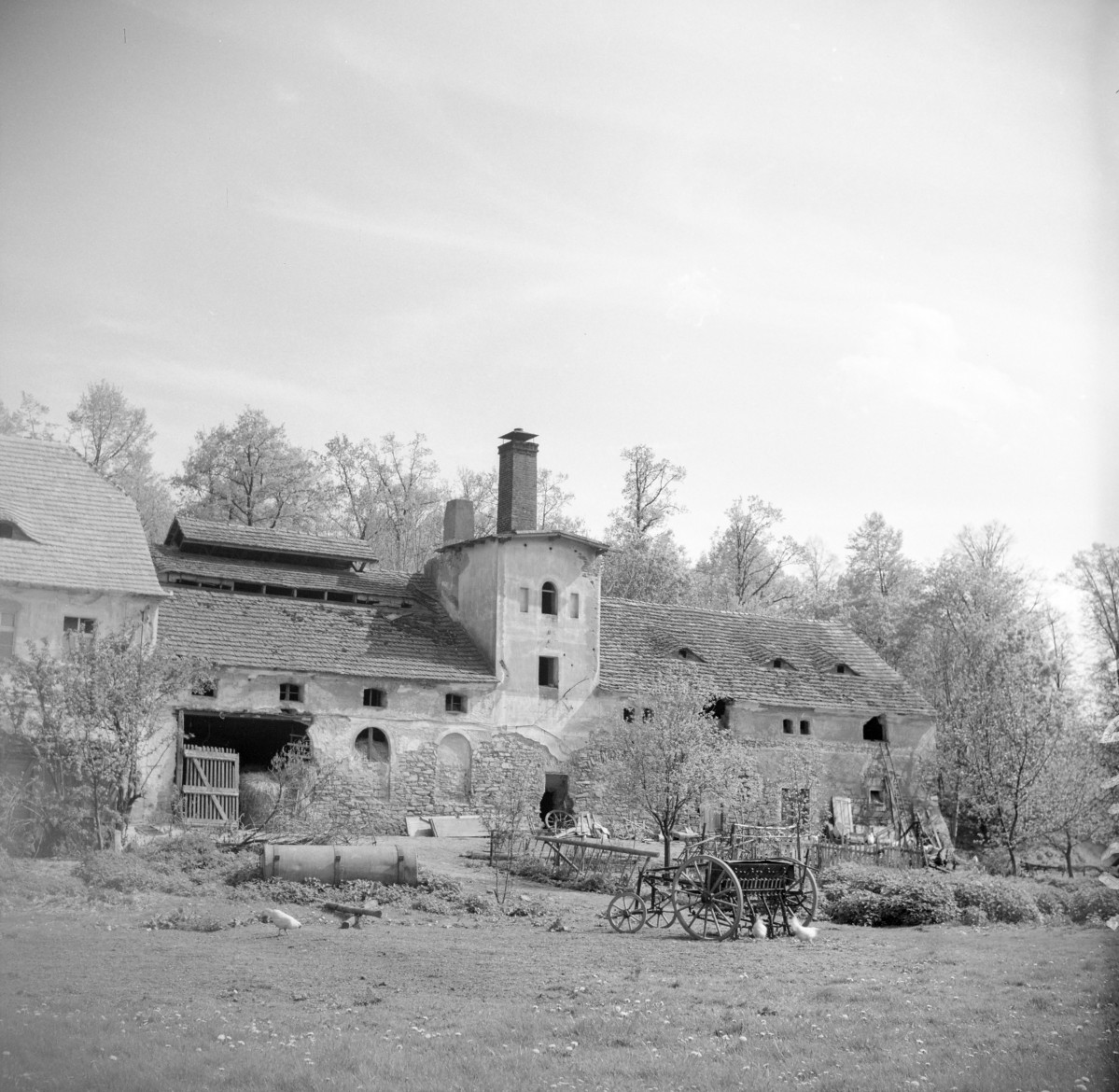 zespół zamkowy, dawna gorzelnia - widok ogólny, skan 1