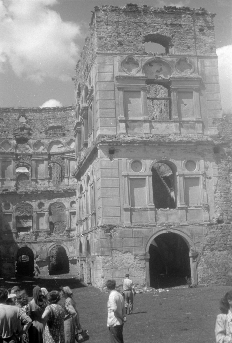 zamek Krzyżtopór, widok na dziedziniec i ruiny, skan 1