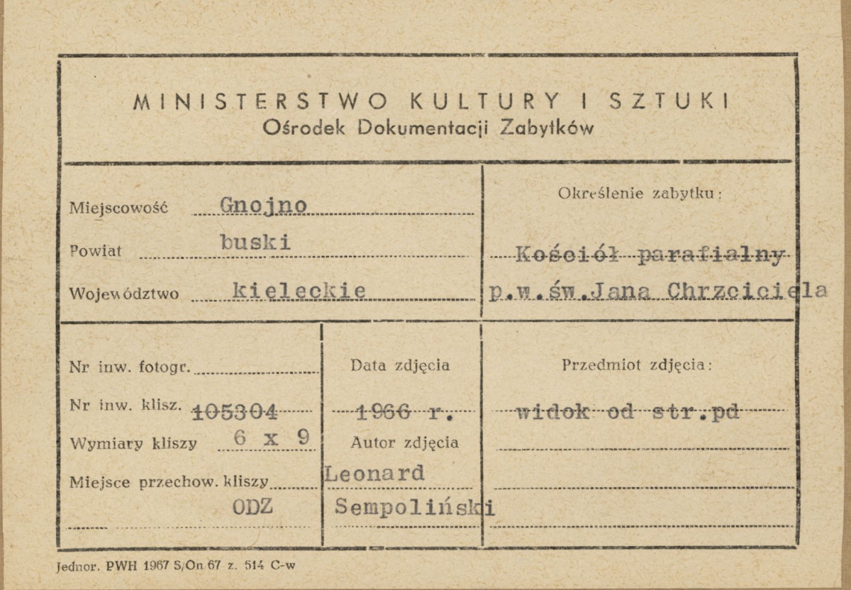 Kościół parafialny - widok na elewację boczną - metryczka, skan 1