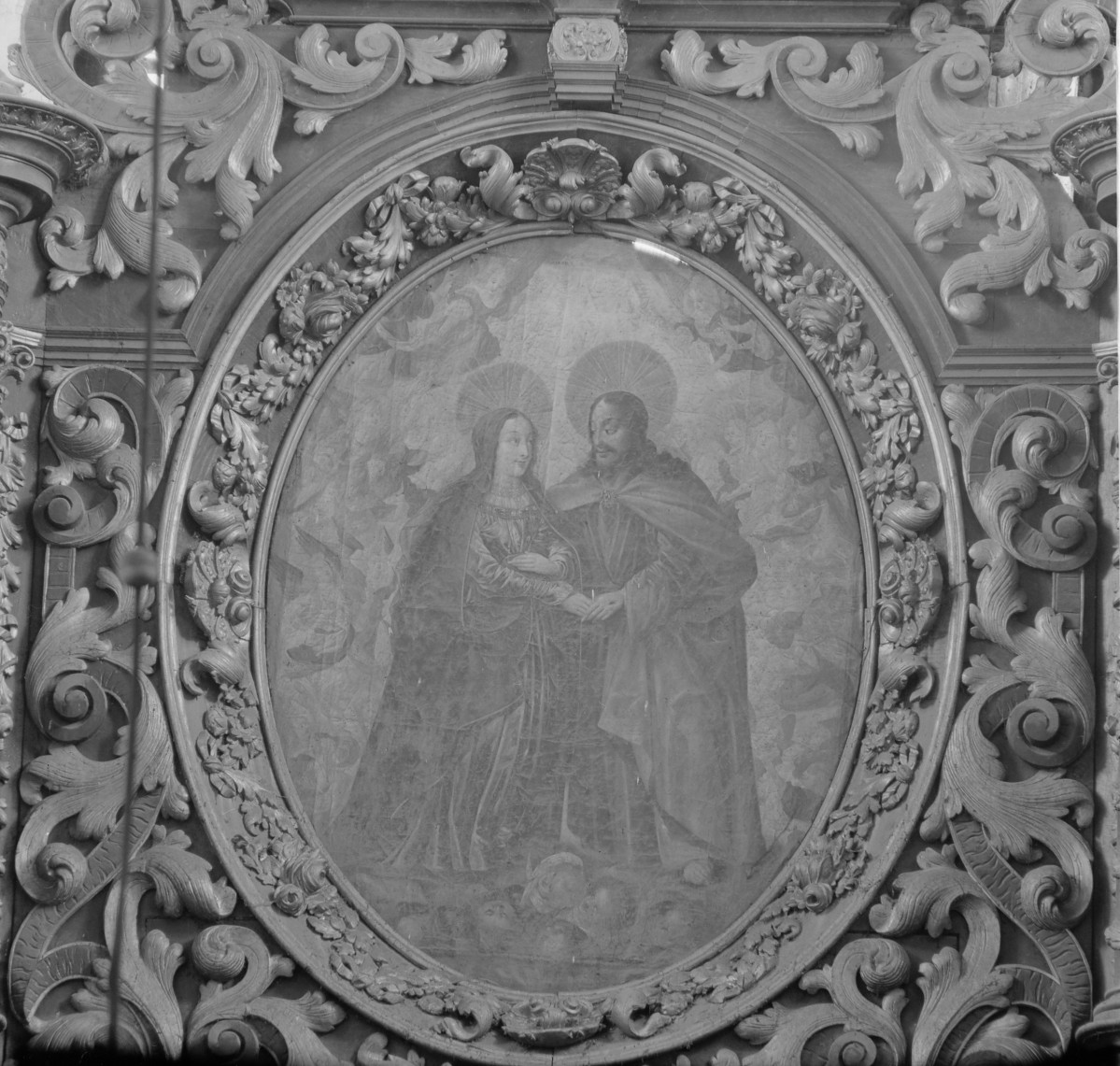 Bazyliki Wniebowzięcia NMP - wnętrze: ołtarz główny z obrazem Bartłomieja Strobla "Powitanie Maryi w Niebie"., skan 1