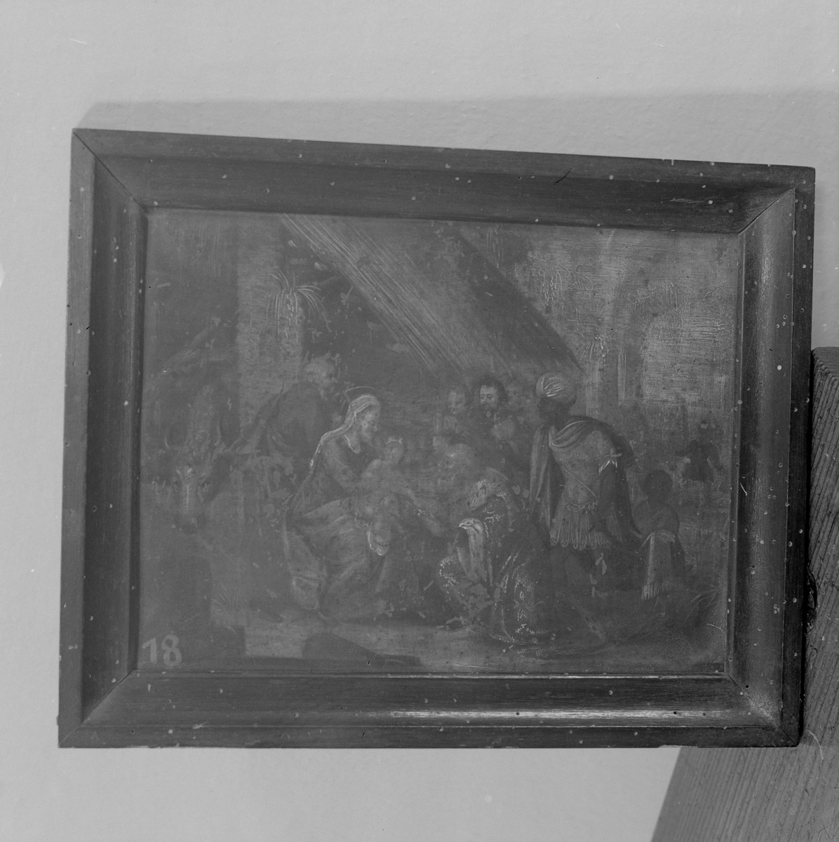 klasztor ss. Mniszek Benedyktynek - zbiory - obraz na szkle Adoracja Dzieciątka z XVII/XVIII wieku, skan 1