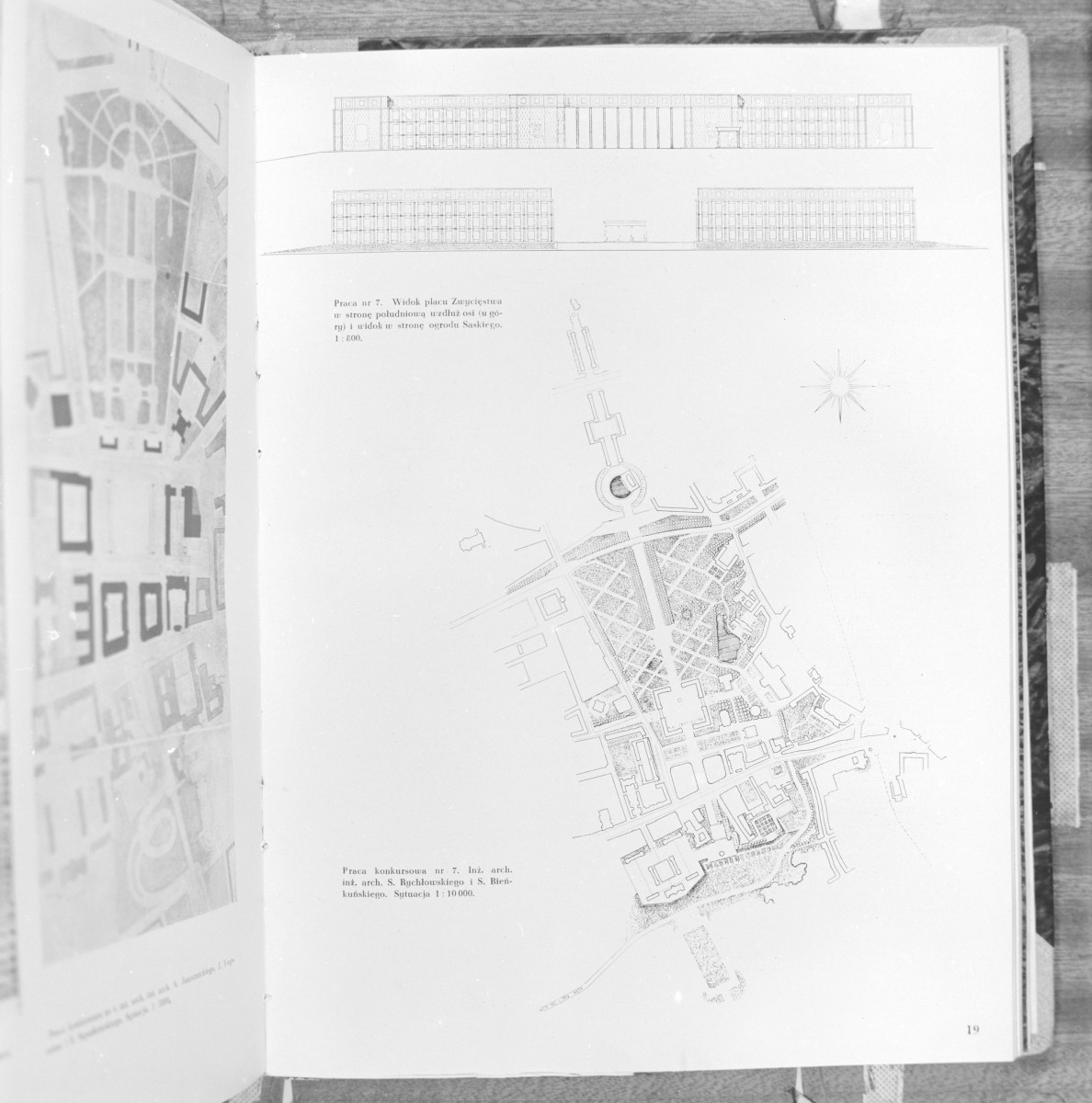 Praca konkursowa nr. 7. Widok placu Zwycięstwa. Inż. arch. S. Rychłowski i S. Bieńkuński . źródło "Architektura" 8/9 1948 rok., skan 1