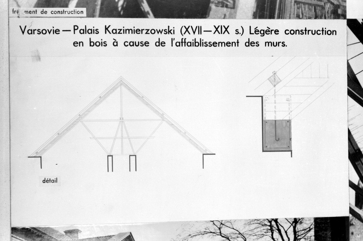 Pałac Kazimierzowski - rysunek techniczny dachu., skan 1