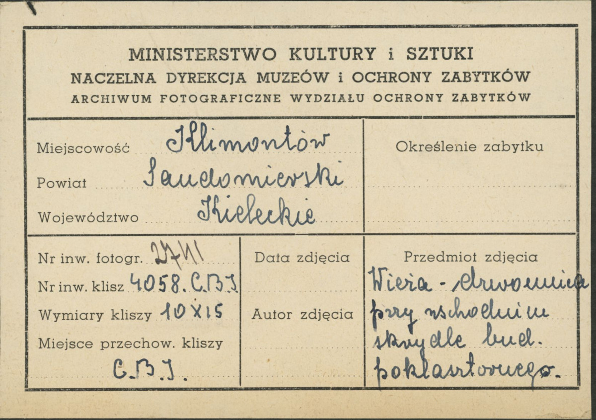 Zespół klasztorny - fragment elewacji wsch.  z wieżą - dzwonnicą - metryczka, skan 1