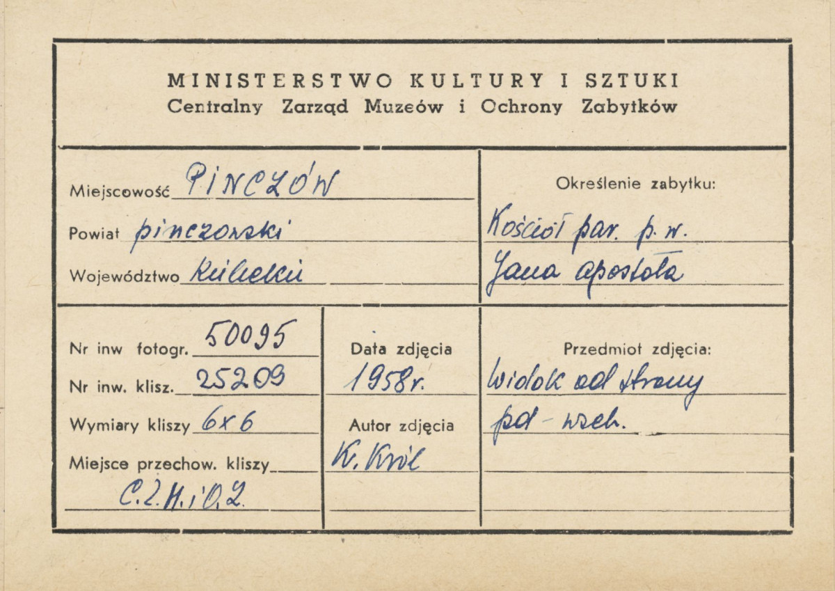 Kościół parafialny - widok ogólny od płd. - wsch. - metryczka, skan 1