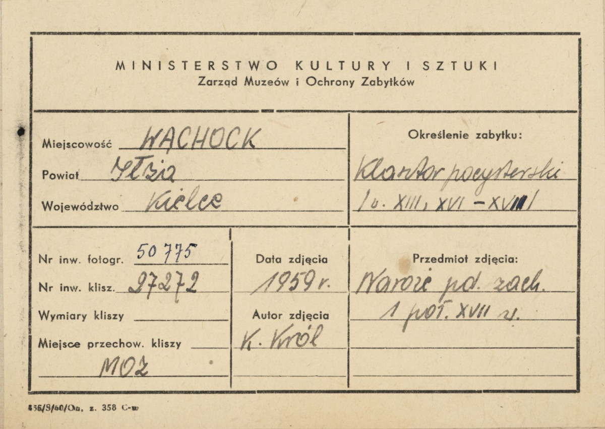 Zespół opactwa Cystersów - klasztor, widok na płd. - zach. narożnik - metryczka, skan 1