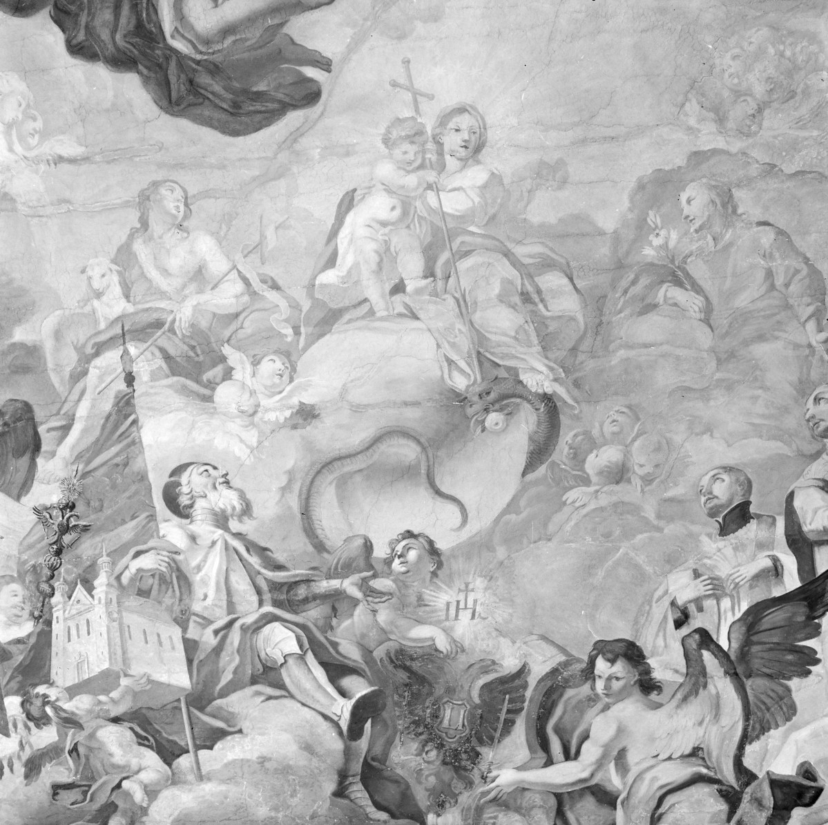 kolegium jezuickie, ob. Uniwersytet Wrocławski - wnętrze: aula Leopoldina - fragment plafonu, skan 1