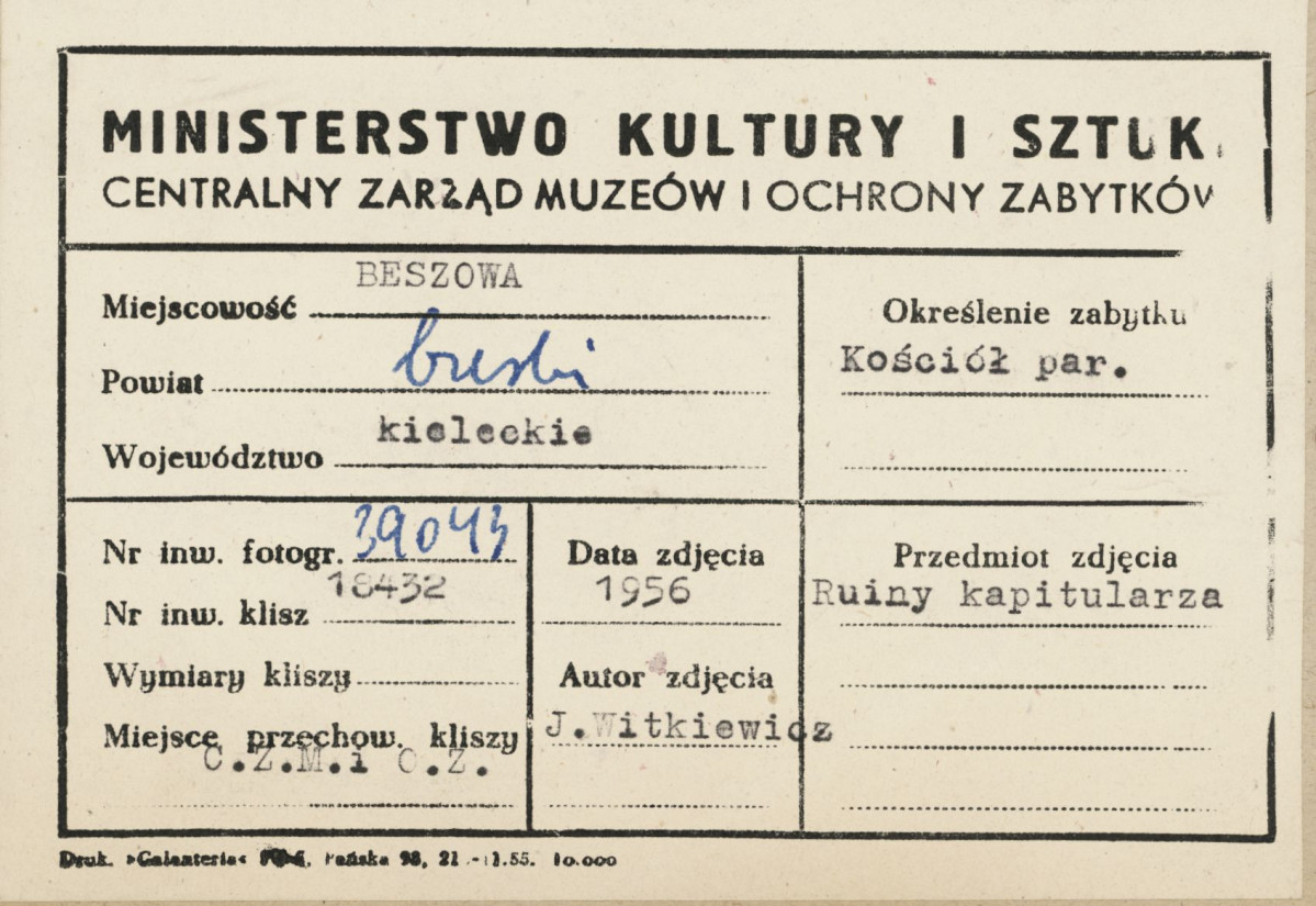 Kościół parafialny - ruiny kapitularza - metryczka, skan 1