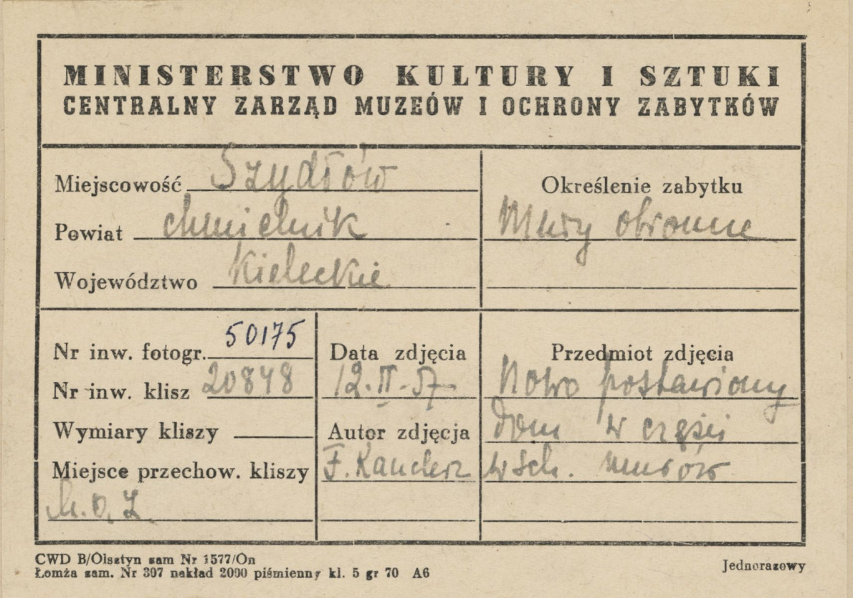 Mury obronne, fragment w części wschodniej - metryczka, skan 1
