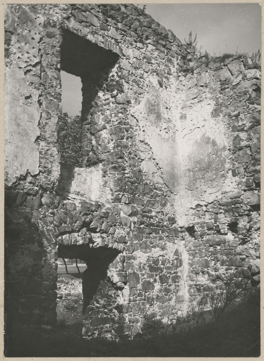 Ruiny dworu obronnego - fragment wnętrza I piętra  , skan 1