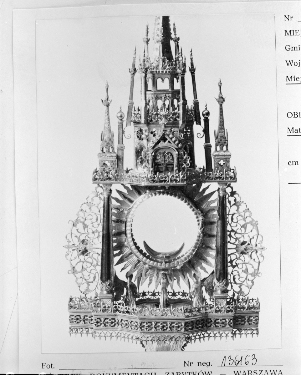 kościół pw. Wniebowzięcia NMP - zbiory - monstrancja - rewers górnego fragmentu, skan 1