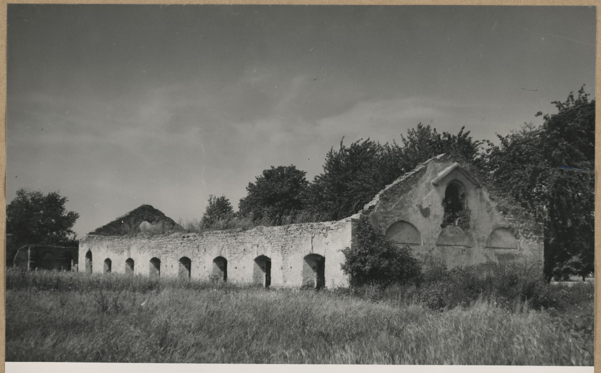 Zespół XIX w. zakładu przemysłowego - ruiny budynku suszarni , widok ogólny

, skan 1