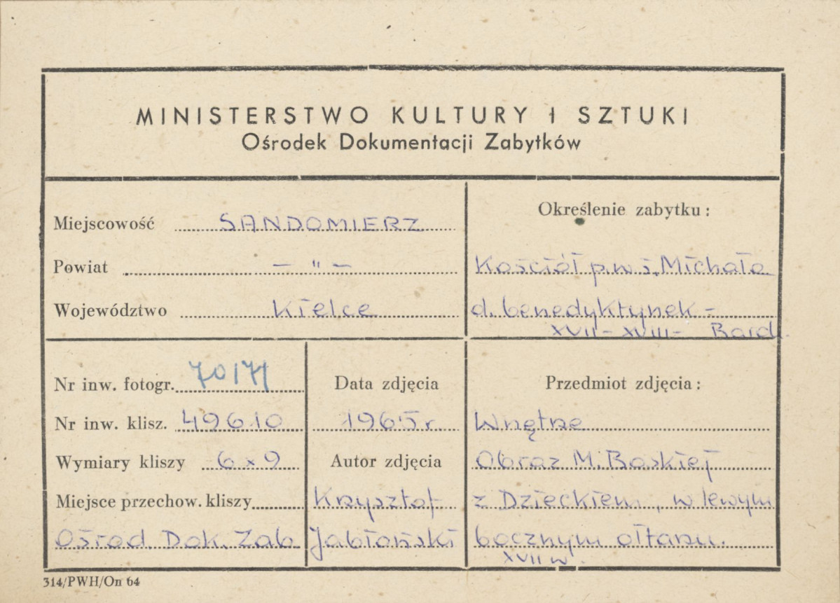 Zespół klasztorny ss. Benedyktynek - kościół, wnętrze, widok na obraz MB z lewego ołtarza bocznego - metryczka, skan 1