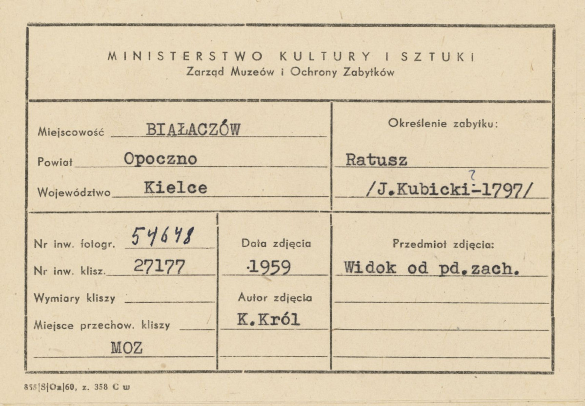 Ratusz - widok ogólny od płd. zach. - metryczka, skan 1