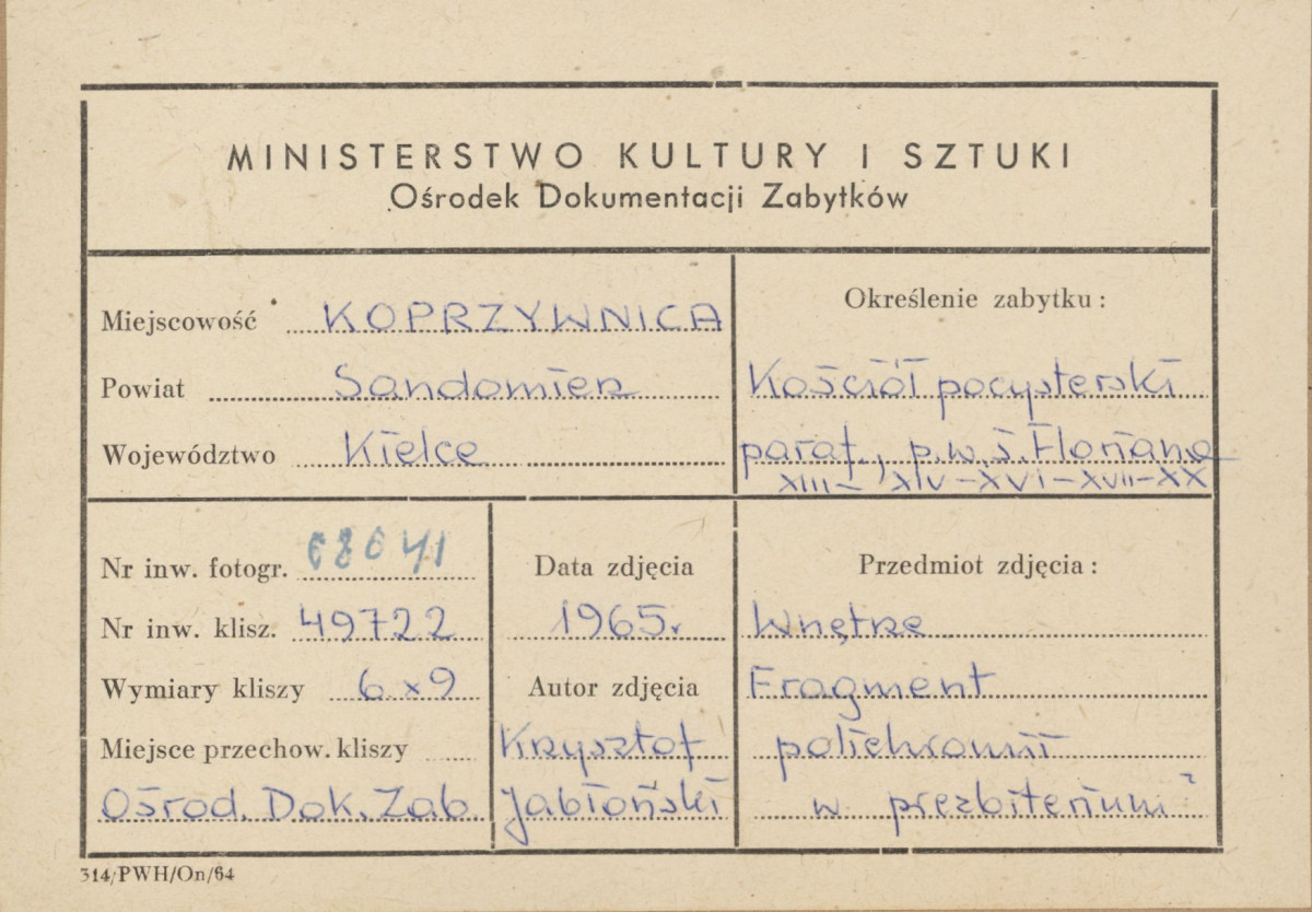 Zespół klasztorny - kościół, wnętrze, fragment malowideł ściennych - metryczka, skan 1