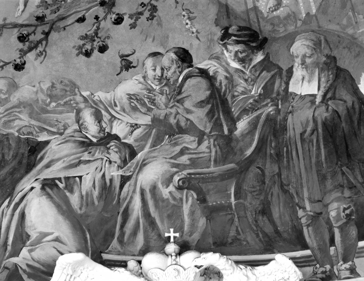 mauzoleum Piastów Świdnickich przy kościele pw. Wniebowzięcia Najświętszej Marii Panny - wnętrze - fragment malowideł na kopule, skan 1