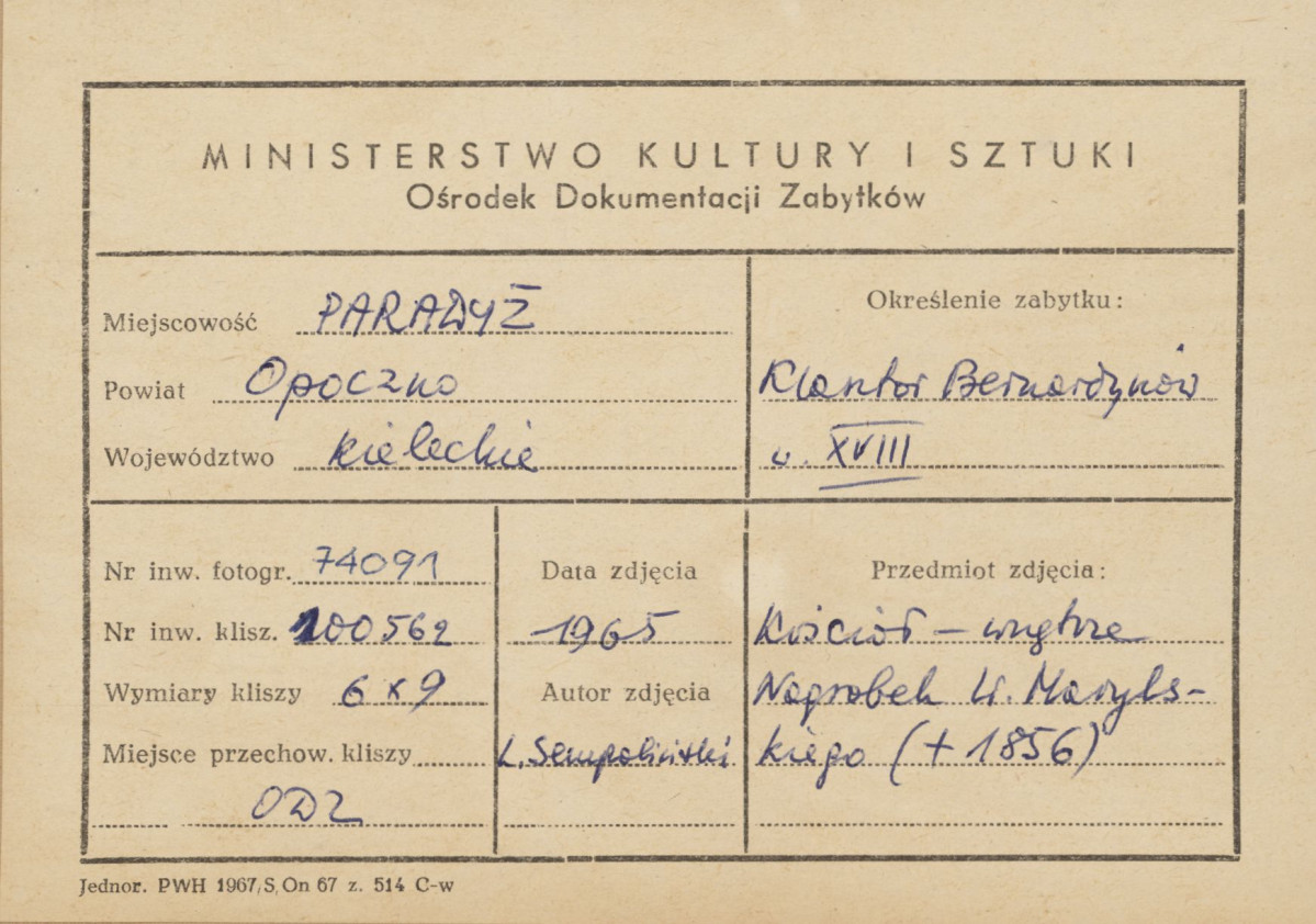 Zespół klasztorny - kościół, wnętrze, epitafium Władysława Marylskiego - metryczka
 , skan 1
