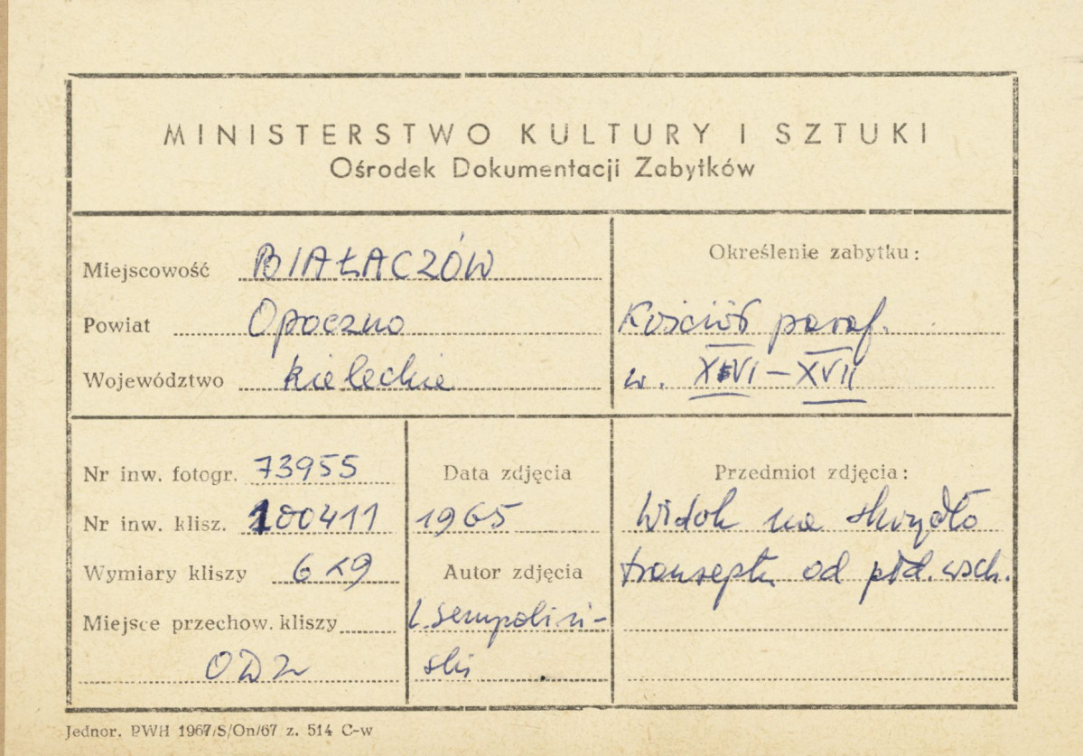 Kościół parafialny - widok od płd. wsch. - metryczka, skan 1
