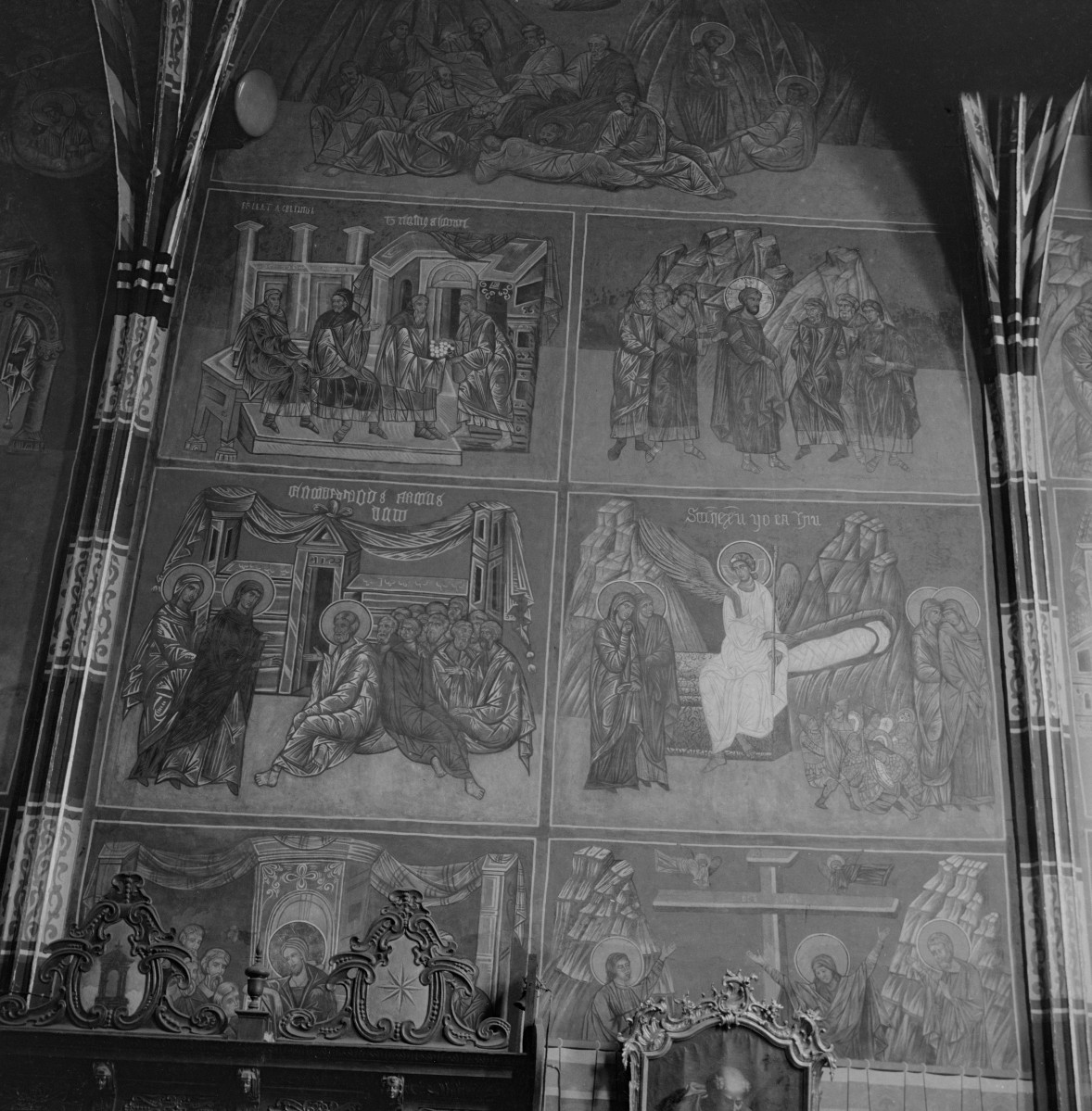 kościół pw. Narodzenia Najświętszej Maryi Panny - wnętrze - prezbiterium - freski - fragment, skan 1