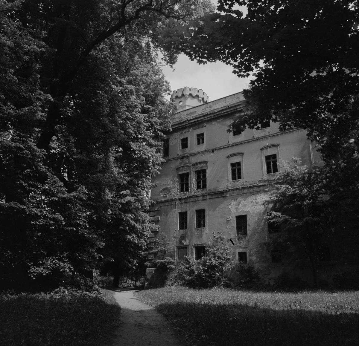 zamek Oppersdorffów - zamek górny - zewnętrzna elewacja zachodnia, skan 1