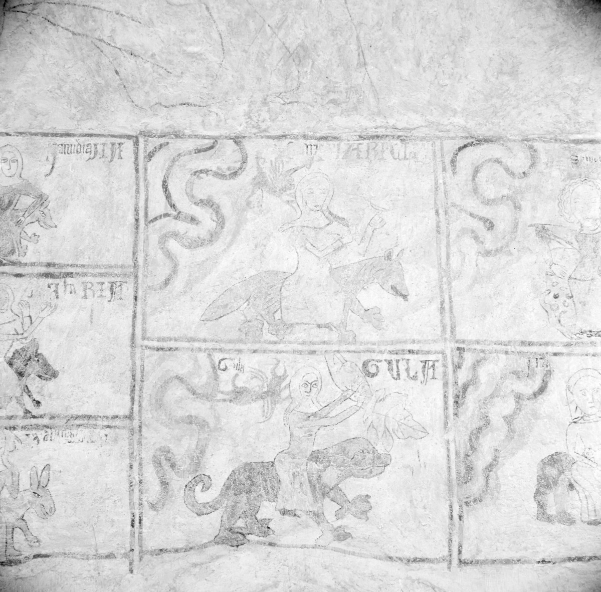 kościół pw. św. Mikołaja - wnętrze - prezbiterium - ściana północna - fragment polichromii, skan 1