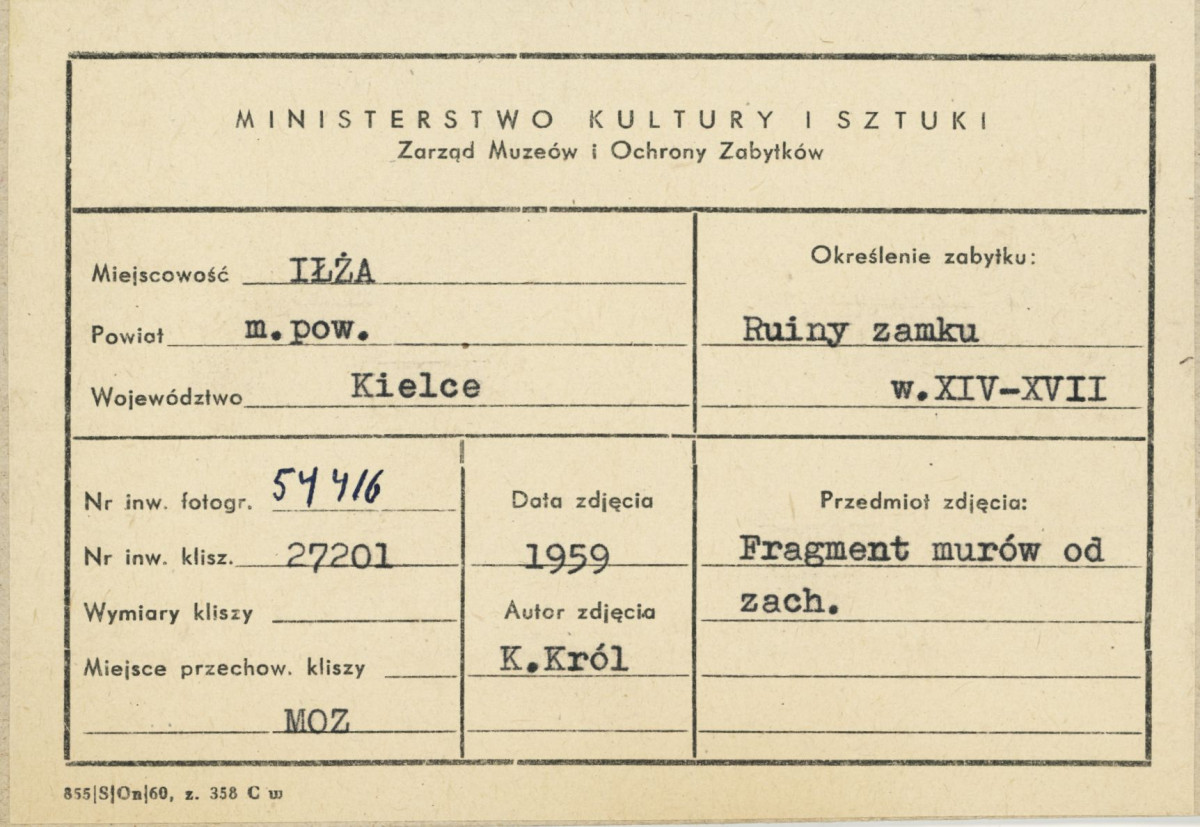 Fragment murów od strony zach. - metryczka, skan 1