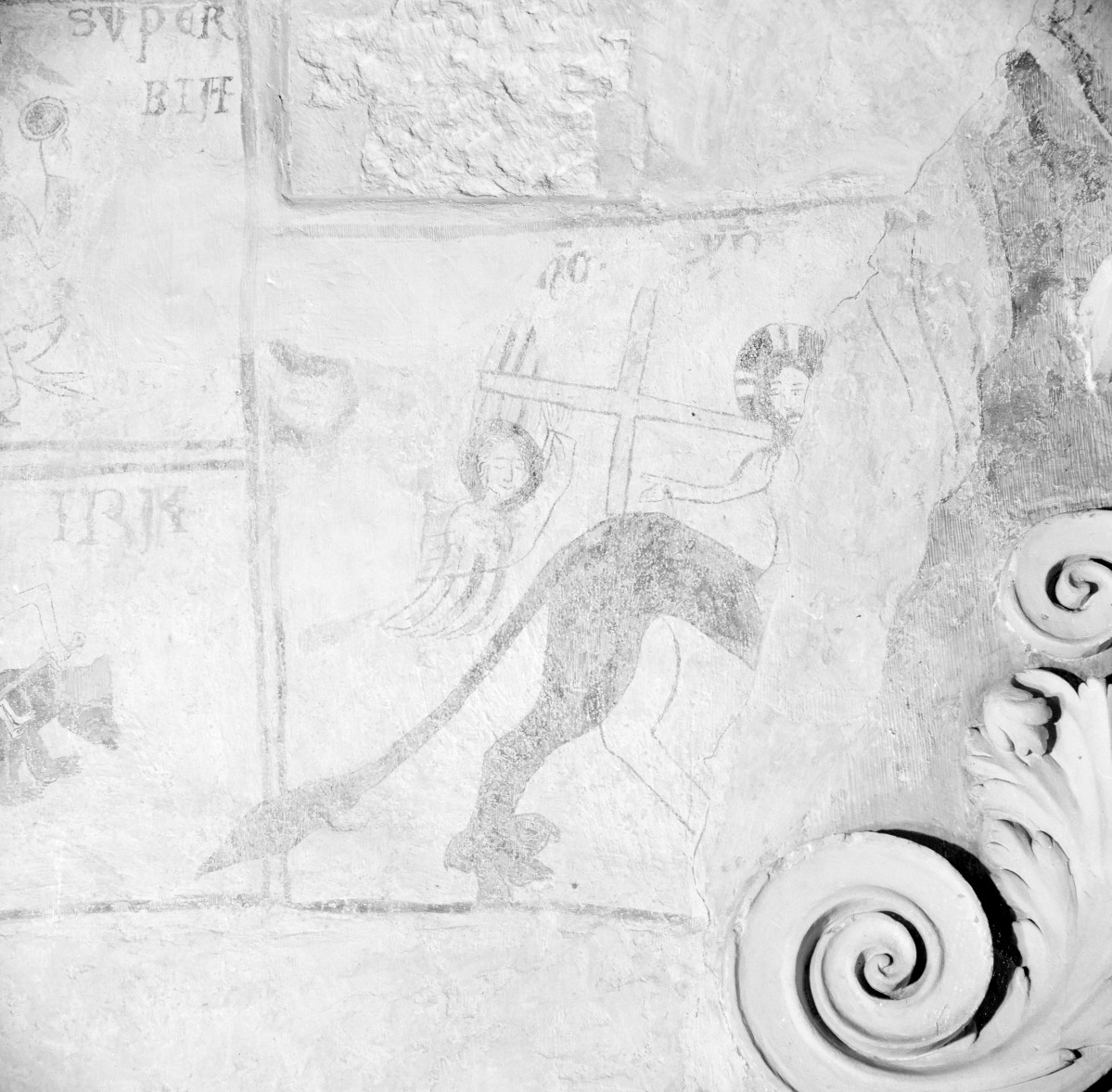 kościół pw. św. Mikołaja - wnętrze - prezbiterium - ściana północna - fragment polichromii, skan 1