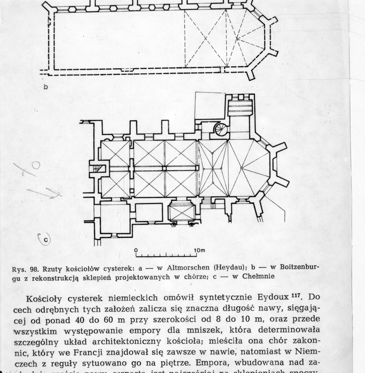 żródło: T. Mroczko, Architektura gotycka na ziemi chełmińskiej, PWN 1980 - kościół cysterek - rzut poziomy, skan 1
