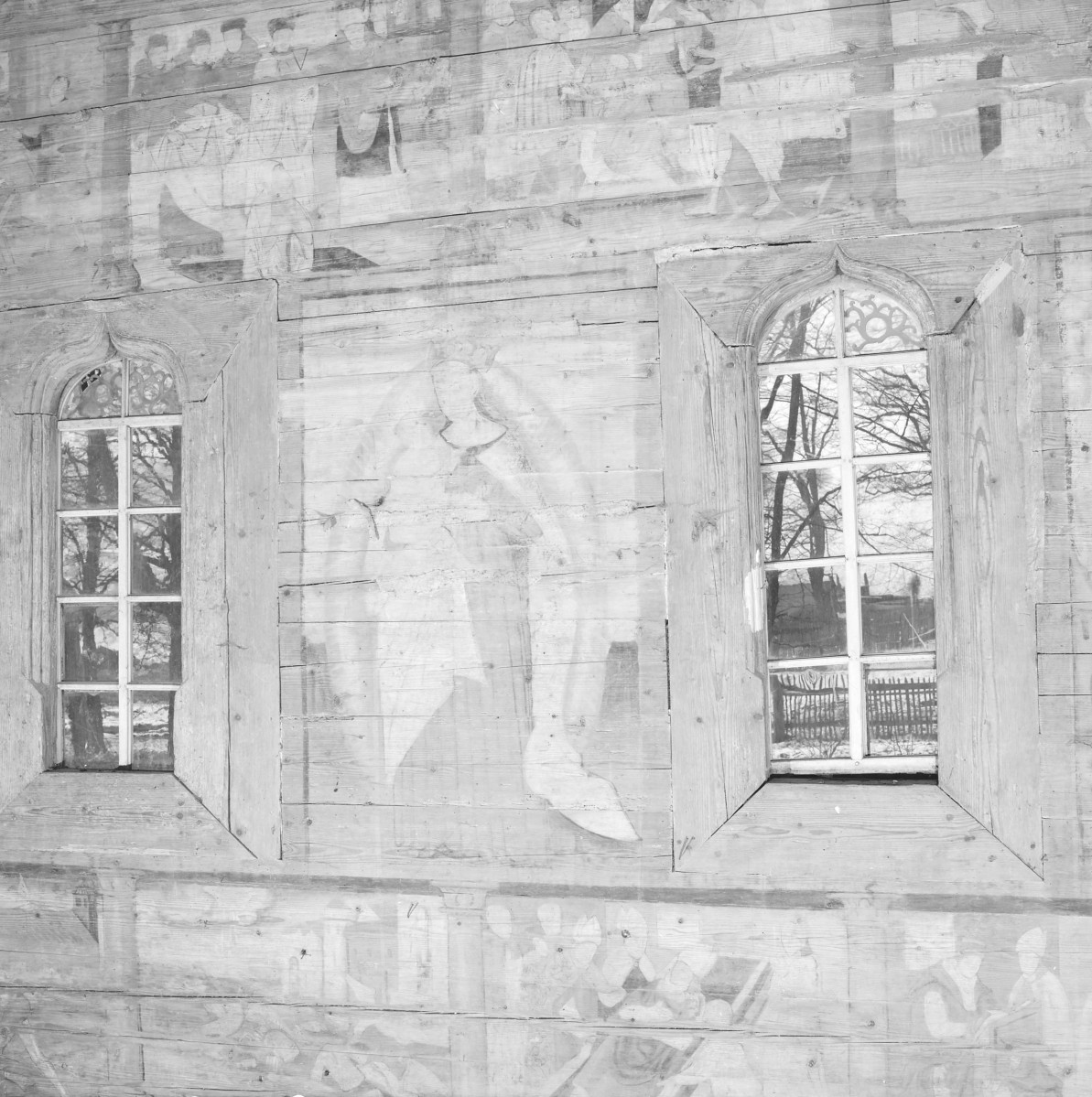 kościół pw. Podwyższenia Krzyża Świętego - wnętrze - prezbiterium - ściana południowa - fragment polichromii, skan 1