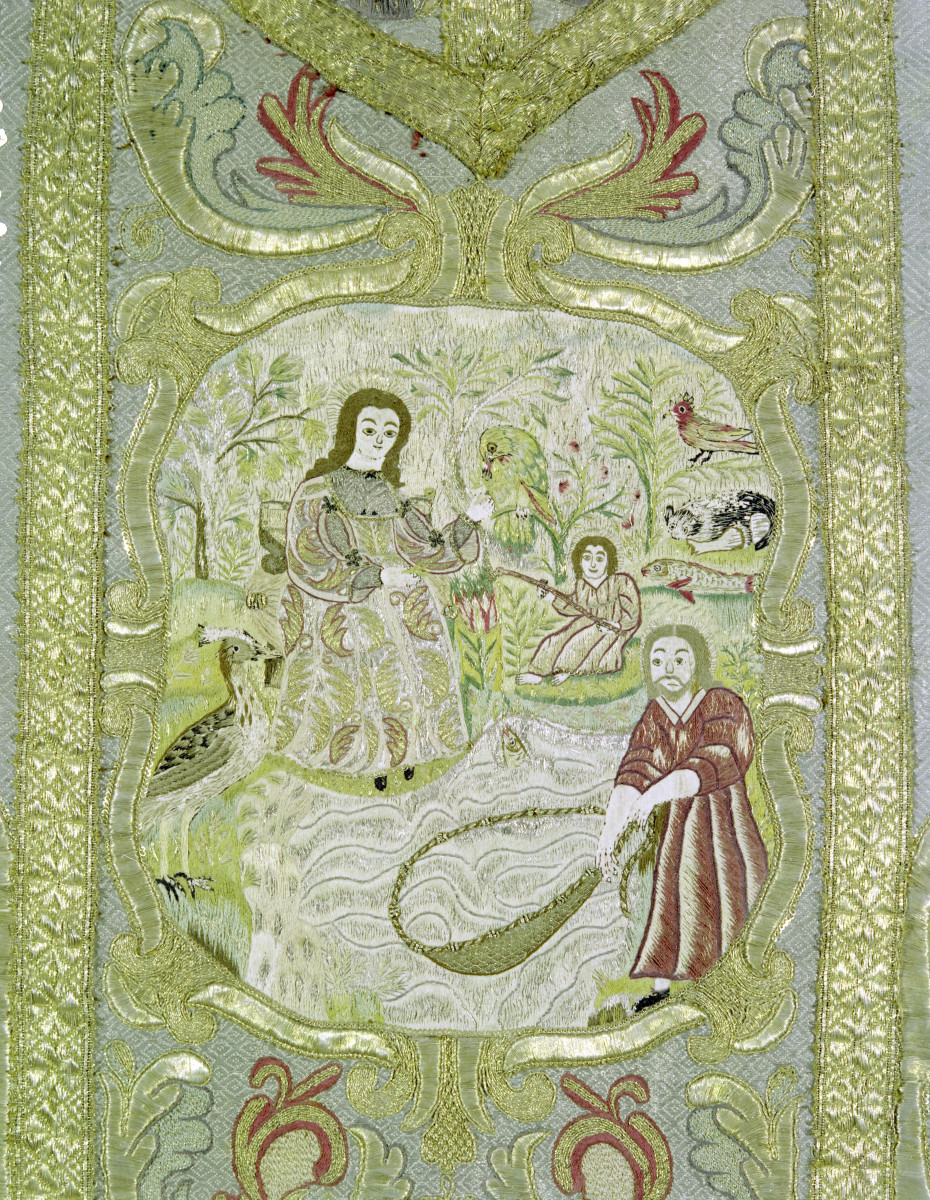 klasztor Benedyktynek - zbiory - ornat haftowany - fragment, skan 1
