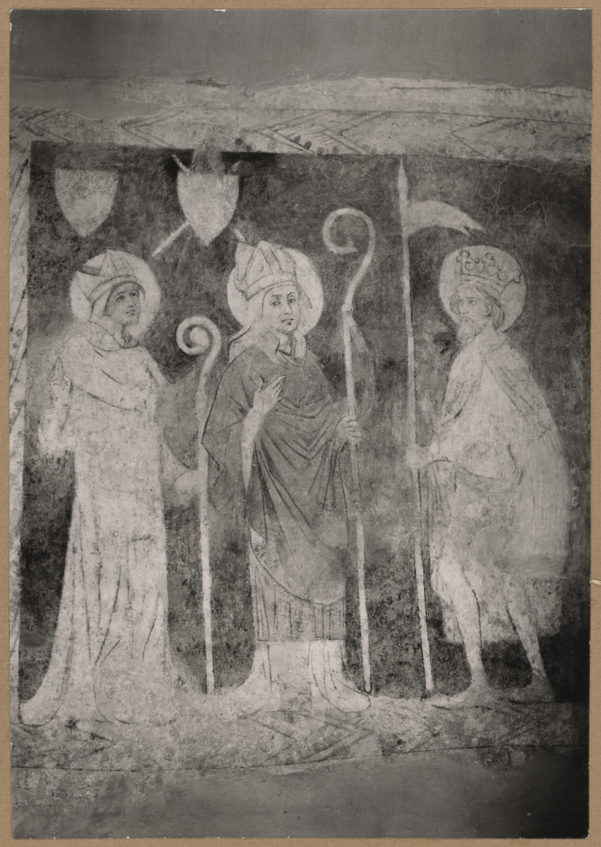 Zespół klasztorny - kościół, wnętrze, nawa,  fragment malowidła ściennego , skan 1
