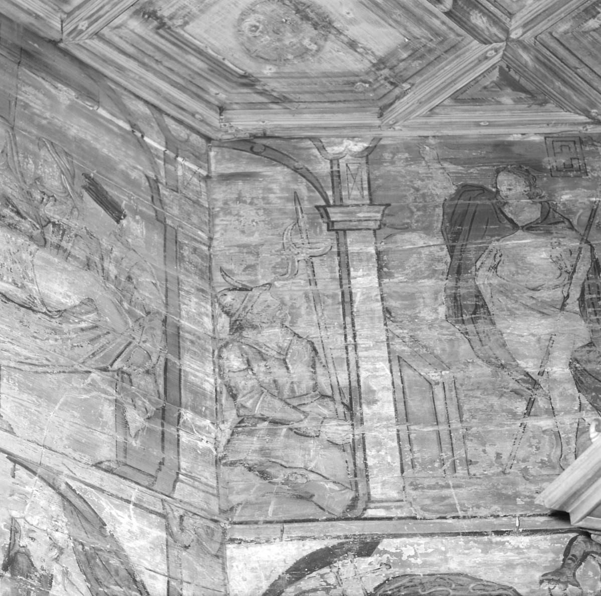 kościół parafialny pw. Matki Boskiej Różańcowej i św. Jana Kantego, 1527 r. - polichromia 1. połowa XVII w. - Zmartwychwstanie -fragment, skan 1