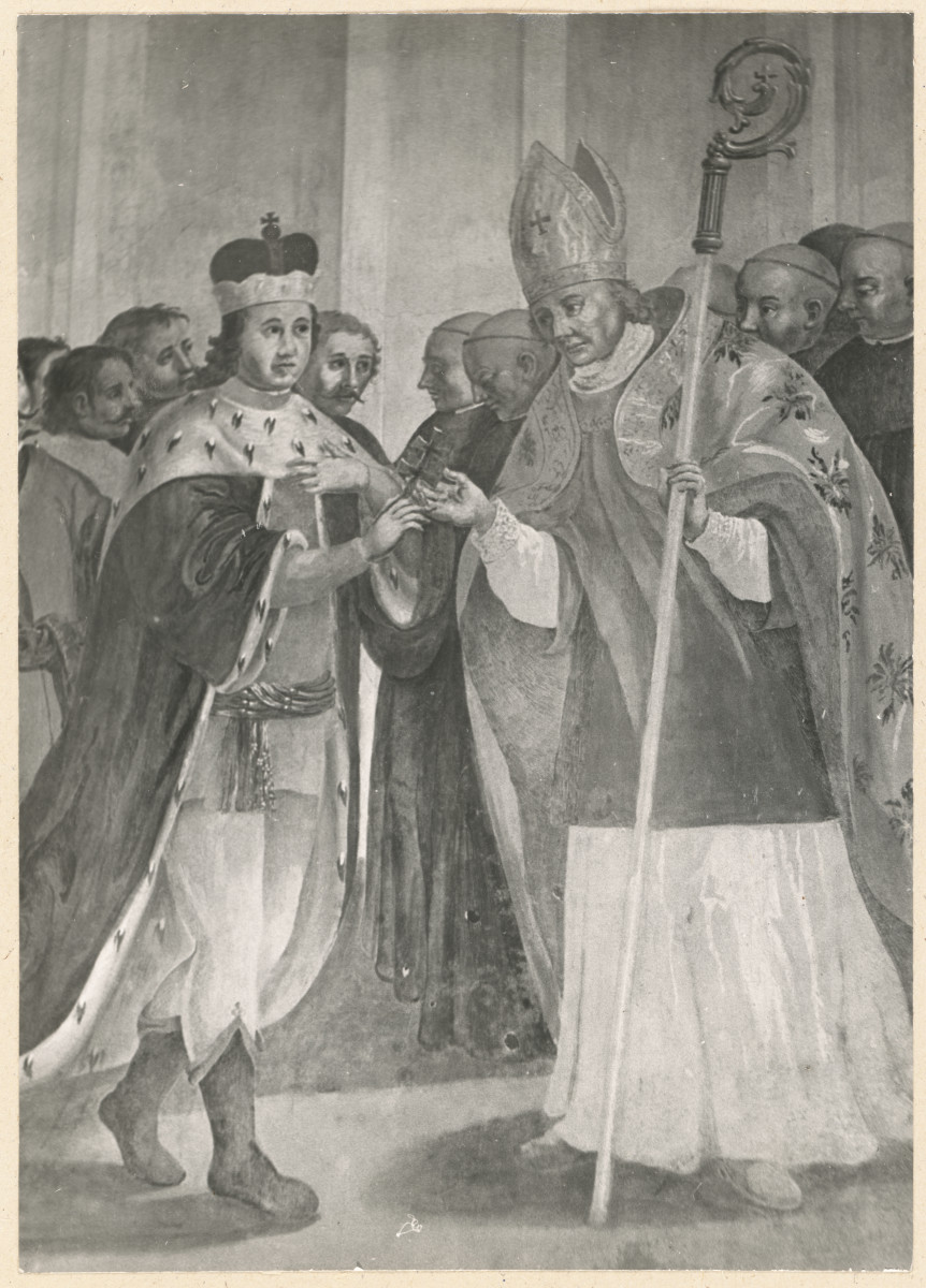 Zespół klasztorny na Świętym Krzyżu - wnętrze klasztoru, kaplica Oleśnickich, fragment malowideł ściennych  , skan 1