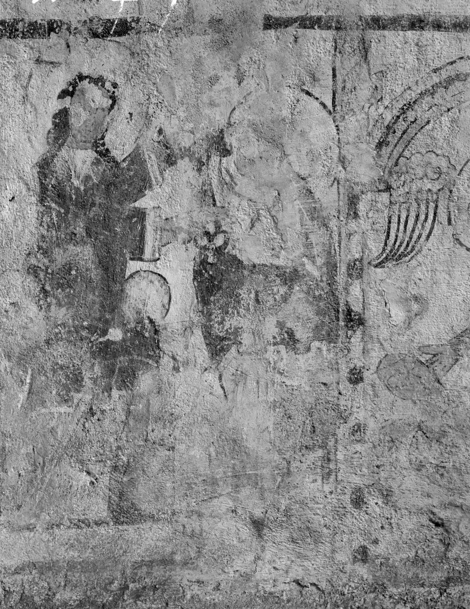 Bazylika N.M.P - wnętrze. Południowa kaplica świątyni i freski na ścianach. Fragment polichromii., skan 1