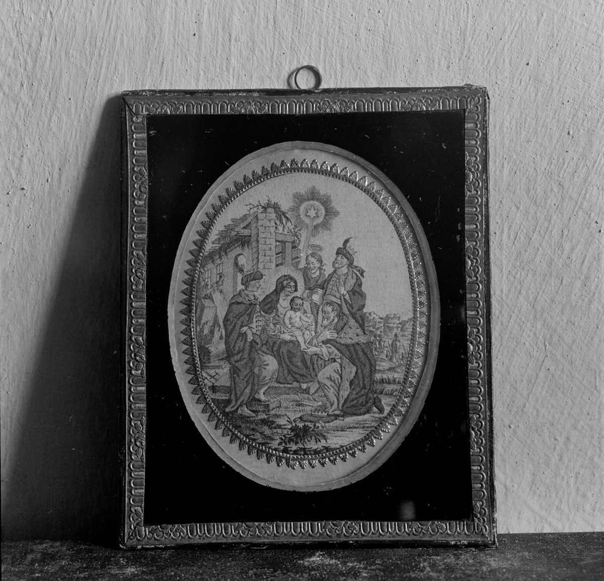 klasztor ss. Mniszek Benedyktynek - zbiory - haft Pokłon Trzech Króli - miedzioryt kolorowy z XVIII wieku, skan 1