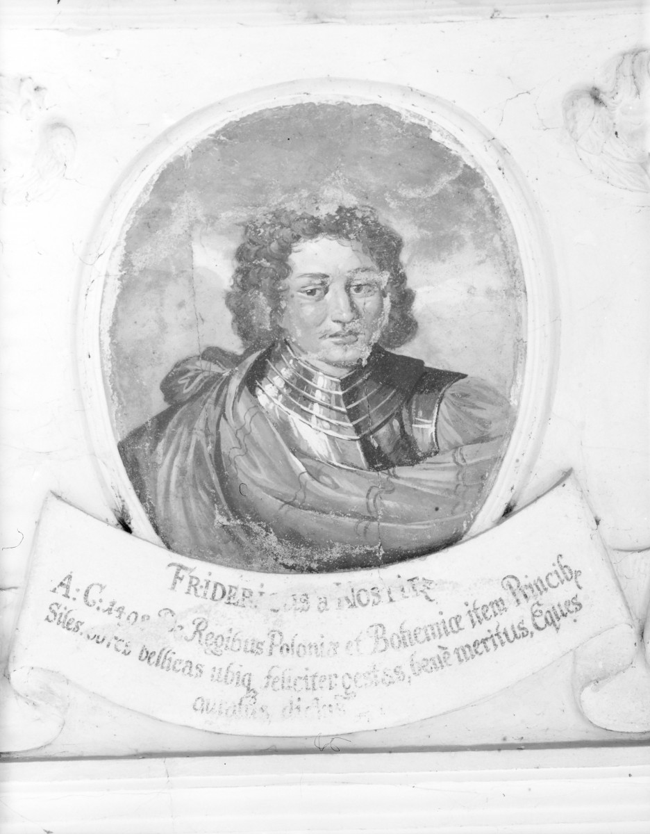 pałac - wnętrze: portret Henryka Nostitza w fasecie sali balowej, skan 1