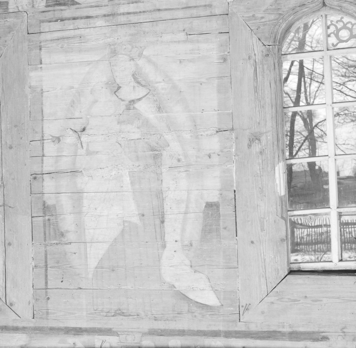 kościół pw. Podwyższenia Krzyża Świętego - wnętrze - prezbiterium - ściana południowa - fragment polichromii, skan 1